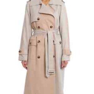 Avec Les Filles Plaid Trench Coat Beige Size Small